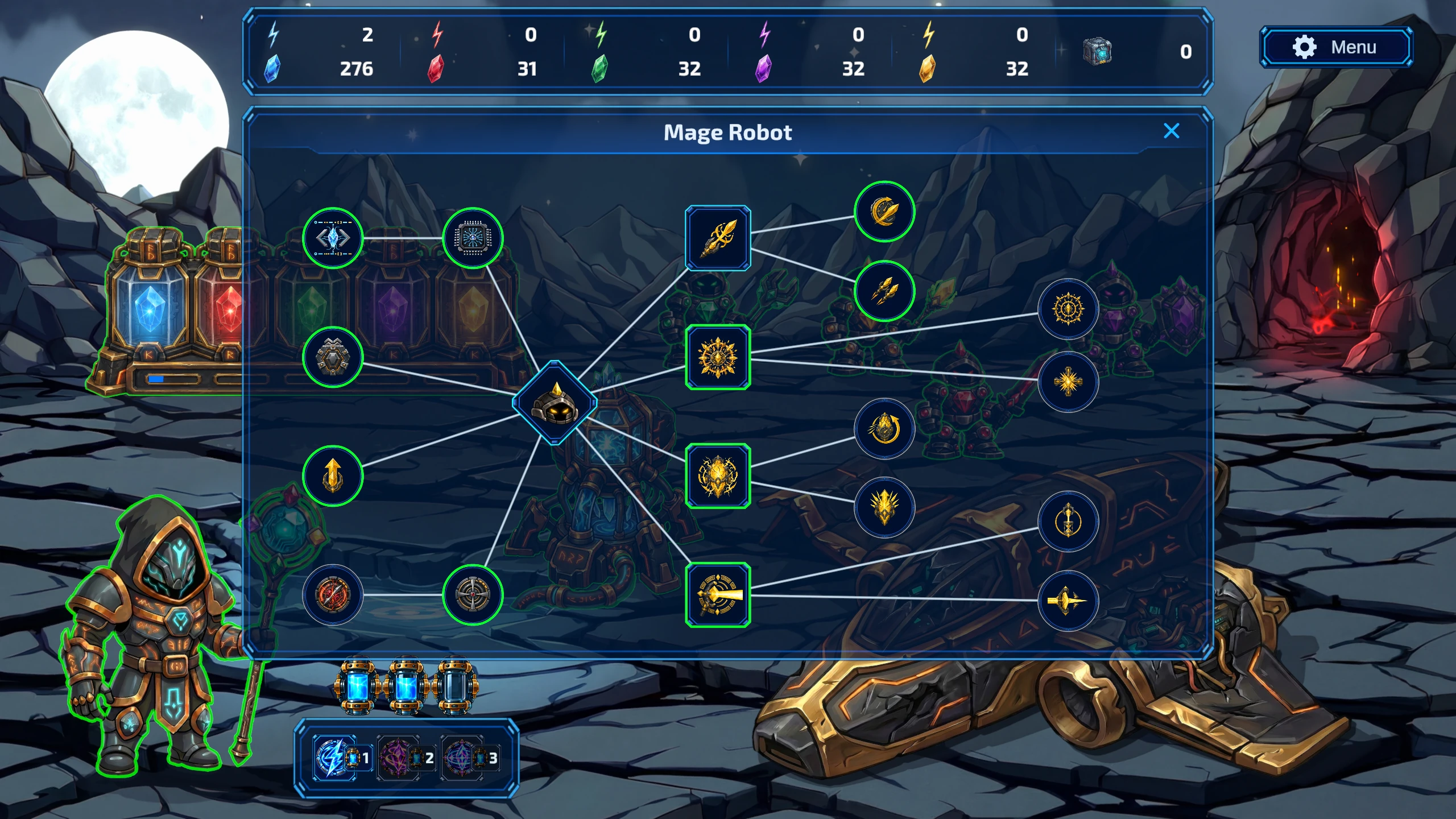 Upgrade tree gameplay